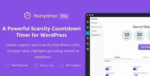 HurryTimer Pro 2.16.0汉化中文版 功能强大的多用途WordPress倒数计时器插件